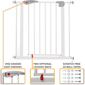 Baby Safety Gate, 75-85cm – White/Grey Adjustable Door Barrier