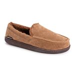 MUK LUKS Men's Faux Suede Moccasin Slipper, Camel, Medium UK