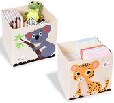 SITAKE 2 Pcs Foldable Animal Toy Storage Box/Bin/Cube, Collapsible Storage Organizer Basket Chest Container for Kids, Toddlers, Boys and Girls(13 x 13 x 13 Inch, Tiger & Koala)