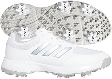 adidas Women's Tech Response 3.0 Golf Shoes, Footwear White/Silver Metallic/Blue Fusion, 9