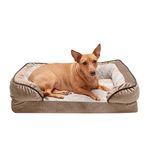 Furhaven Medium Orthopedic Dog Bed Perfect Comfort Plush & Velvet Waves Sofa-Style w/Removable Washable Cover - Brownstone, Medium