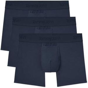Tommy John Men's Trunk 4” Underwear, Second Skin Boxers with Supportive Contour Pouch, Soft Naturally Breathable Stretch Fabric Boxers for Men, Dress Blues - 3 Pack, X-Large
