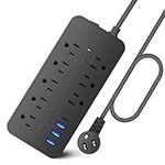 Lostrain Power Bar, Flat Plug Power Strip with 8 AC Outlets and 4 USB Ports(1 Type C) Surge Protector 2700 Joules 4ft Extension Cord Indoor for Home, Office,Dorm Essential