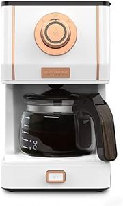 Amaste Retro Style Coffee Machine with 25 Oz Glass Coffee Pot, Reusable Coffee Filter & Three Brewing Modes, 30minute-warm-keeping, Elegant White with Rose Gold