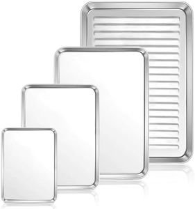 KITment Baking Sheet Set of 4, Stainless Steel Baking Tray Sheet Pan, 16/12.5/10.5/9 Inch, Cookie Baking Steel, Non Toxic & Easy Clean