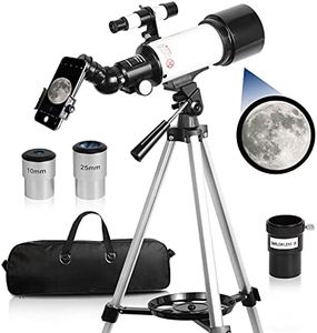 Telescopes for Kids and Beginners 70mm Aperture 400mm AZ Mount Fully Multi Coated Optics Telescope Astronomy Adult Telescope with Tripod Cell Phone Adapter Backpack