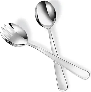 KEAWELL Premium 9.45" Louise Salad Servers, 18/10 Stainless Steel, Dishwasher Safe