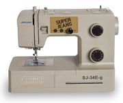 Jaguar SJ-34E | Heavy-Duty Sewing Machine | 34 Stitches | Electronic Features | Extension Table | Automatic Needle Threader | Drop-in Bobbin | Servo Motor | LED Light | Ideal for Thick Fabric (Grey)