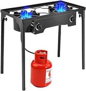 Giantex Outdoor Double Burner Stove, High Pressure 2 Burner Stand Max. 150,000 BTU total, 0-20 PSI Regulator Detachable Legs, Portable Dual Propane Grill Burner Stove for Camping Picnic Cookout