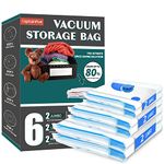 CaptainFive Vacuum Storage Bags 6-Pack, 2 Jumbo + 2 Large + 2 Medium, Reusable Vacuum Bags for Clothes, Duvets, Bedding, Pillows, Vacuum Seal Bags for Home Organization, Moving and Storage