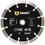 GRAFF 6-Inch Segmented Rim Diamond Blade - Diamond Blade for Concrete Stone Brick Masonry Marble Granite Paving Flag - Tile Diamond Saw Blade for Angle Grinder - Segment Height 0.394” (10mm)