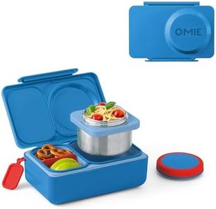 Omie OmieBox UP bento box for kids | Insulated lunch box | Leak proof thermos food jar | Cooler ice pack | 2 Compartments (Cosmic Blue), 12 Ounces