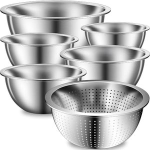 DUTZUN Stainless Steel Mixing Bowls with Colander for Baking, Prep, Cooking