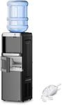 Antarctic Star 3-in-1 Hot and Cold Water Cooler Dispenser with Built-in Ice Maker, for 3 to 5 Gallon Bottle Water Dispenser，with Child Safety Lock，Black