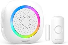 TECKNET Door Chime When Door Opens, Wireless Door Sensor Alarm Chime with 1000Ft Range, 61 Songs, 5 Volume Levels, RGB Light, Door Bells Chimes for Business/Store/Home/Office Entry Security Alarm