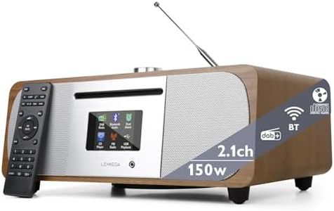 LEMEGA M6P CD Player with FM Radio, Bluetooth Streaming, 150W Stereo HiFi System with Internal Subwoofer, 2.8" Colour Display, Presets, Remote, Acoustic Wooden Cabinet (Walnut)