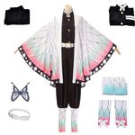 Meaniny Polyester Anime Womens Cosplay Costumes Kochou Shinobu Suit Full Set Halloween Party Outfit (Kochou Shinobu, M),Multicolor