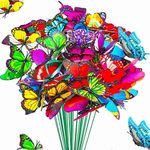 50 PCS Colorful Butterfly Stakes Waterproof Garden Butterfly Stakes Natural Metal Wire Plant Stake Ornaments & Patio Decor Butterfly Party Supplies Yard Stakes Decorative for Indoor Outdoor Decorations "