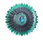 HIKI ZIKI 12"x 12" 3D Stainless Steel Mandala Wind Spinners| Spinner with Gazing Ball| Hanging Wind Sculpture Ornament for Garden| Crystal 360° Rotating Spinner| Colorful Flower (2 Layer Spinner)