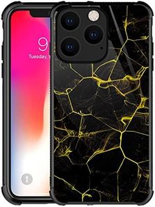 Goodsprout Compatible with iPhone 14 Case,Black Yellow Marble Floor Amazing Pattern Design Shockproof Anti-Scratch Hard PC Back Case for Apple iPhone 14