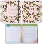 Christian Art Gifts Inspirational 18 Month Wirebound 2025 Planner for Women: Through Christ - Encouraging Bible Verse Personal Week Organizer w/Elastic Closure Aug 2024-Jan 2026, Pink & Green Floral