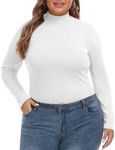 FOREYOND Plus Size Mock Neck Tops for Women Long Sleeves Lightweight Turtlenecks Shirts Slim Fitted Winter Base Layer, 1_white, 4X-Large Plus