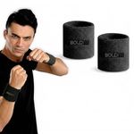 Boldfit Cotton Wrist Band for Men & Women 3 Inch - Wrist Sweat Band for Badminton Football, Basketball, Running & Athletic Sports, Sweat Absorbent Wrist Bands, Black- Pack of 2