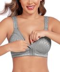 Exclare Women's Front Closure Posture Back Bra Full Coverage Wirefree Unpadded Minimizer Brassiere Plus Size (44B, Front Closure:Gray)