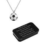 FUSTMW Soccer Necklace Soccer Player Gifts Soccer Ball Necklace Pendant Jewelry Gifts for Soccer Lovers Soccer Team Gift (Silver)