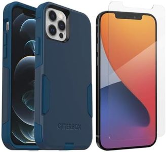 OtterBox Commuter Series Case for iPhone 12 & iPhone 12 Pro (Only) - with Zagg Glass Elite+ Clear Screen Protector - Non-Retail Packaging - Bespoke Way (Blue)