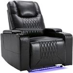 Merax Electric Recliner Chair TV armchair with USB Charge Port, 360 Swivel Tray Table, Hand in-Arm Storage, and Cup Holders, Ambient Lighting Gaming Recliner Chair Home Theater Seating,Black