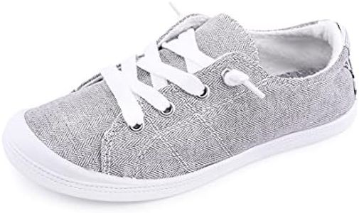 Women's Slip On Canvas Sneaker Low Top Casual Walking Shoes Classic Comfort Flat Fashion Sneakers (Twill Grey 11)