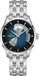 Hamilton Watch Jazzmaster Open Heart Auto | Swiss Made | 40mm Stainless Steel Case | Blue Dial Analog Watch | Silver Stainless steel Bracelet (Model: H32675140), Blue, Classic