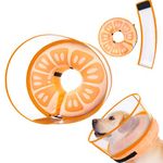 Inflatable Dog Cone Collar for Large Medium Small Dogs, Soft Dog Donut Collar Adjustable Recovery Cone for Pets After Surgery, Extra Enhanced Anti-Licking Guard Shield for Pets (ML, Orange)