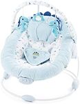 LADIDA Soft Light Blue Baby Bouncer, Soothing Vibrations and Music, Soft and Padded Material, Safe and Secure Three-Point Harness - 696