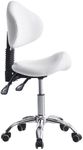 Saddle Stool Chair Rolling with Back Esthetician Chair for Lash Tech Salon Dental Tattoo Artist Eyelash Esthetician Hairstylist Medical Shop Ergonomic Stool Adjustable Hydraulic White