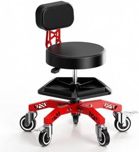 FIDOM Rolling Shop Stool with Backrest, Garage Mechanic Stool for Workshop