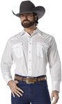 Wrangler Men's Sport Western Basic Two Pocket Long Sleeve Snap Shirt Shirt, White, M