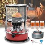 Kerosene Heater Indoor Kerosene Heater for Camping(4.5L Tank, lasts 18 h) Kerosene Stove Heater with Camping Kettle, 3x Wick, Small Kerosene Heater for Tent, Cooking, Travel Space Heater