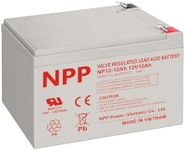 NPP 12V 12Ah Rechargeable AGM SLA Battery with F2 Terminals for UPS, Security System, Emergency Lighting, Fire Alarm, Replace UB12120, ES12-12
