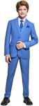 Marvelous World Boys Suits Dusty Blue Slim Fit Size 16 Formal Suits for Kids Toddler Tuxedos Dresswear Ring Bearer Outfit Boys Wedding Suits Set Dress Clothes Teen Youth 5-Piece Adjustable Waist
