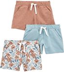 Simple Joys by Carter's Girls' Knit Shorts, Pack of 3, Mocha/Blue/Floral, 6