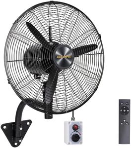 Wall Mount Fan, 20 Inch Oscillating Fan with Remote, 9-Speed & 3 Modes, 4500 CFM High Velocity Heavy Duty IP55 Waterproof Electric Fan for Outdoor Indoor Commercial, Industrial, Residential Use