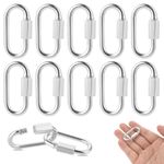 KALIONE 10 Pack Stainless Steel M3.5 Chain Link, D Shape Lockin Quick Chain Links 1/8 Inch Chain Connector Quick Links for Towing, Swing, Outdoor Traveling Equipment