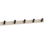 Franklin Brass Geometric Post Wall Mounted White Oak 27 in. Coat Rack, 5 Matte Black Hooks, B46763K-480-R