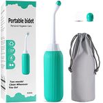 NEXOMS® Handheld Portable Bidet Spray Bottle for Toilet, Retractable Bidet Angled Nozzle Jet Spray for Personal Hygiene Care with 2 Nozzles and Travel Pouch Bag (Green, 500ML)