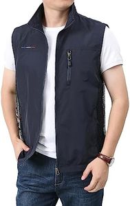 PRIJOUHE Mens Running Vest Lightweight Sleeveless Multi Pockets Fishing Safari Photo Golf Vest, 07-Navy, XXL