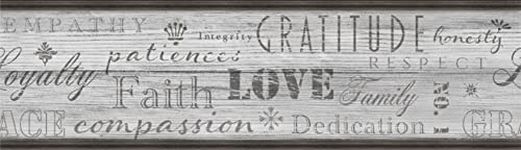 Distressed Wood Peel and Stick Wallpaper Border Farmhouse Star Affirmation 15ft Long, Neutral Brown Gray Off White (Gray, 8 inch)