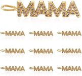 FASHEWELRY 10pcs Brass Cubic Zirconia Word MAMA Pendants Micro Pave CZ Rhinestone Charms 18K Gold Message Hanging Ornament with Loop for Bracelet Necklace Earring Jewelry