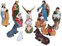 BAKA Resin Nativity/Crib Idols Set of 12 Pieces Pack Mary Joseph Baby Jesus Angel Wise Men The Shepherd, Animals, Multicolour (6Inch)